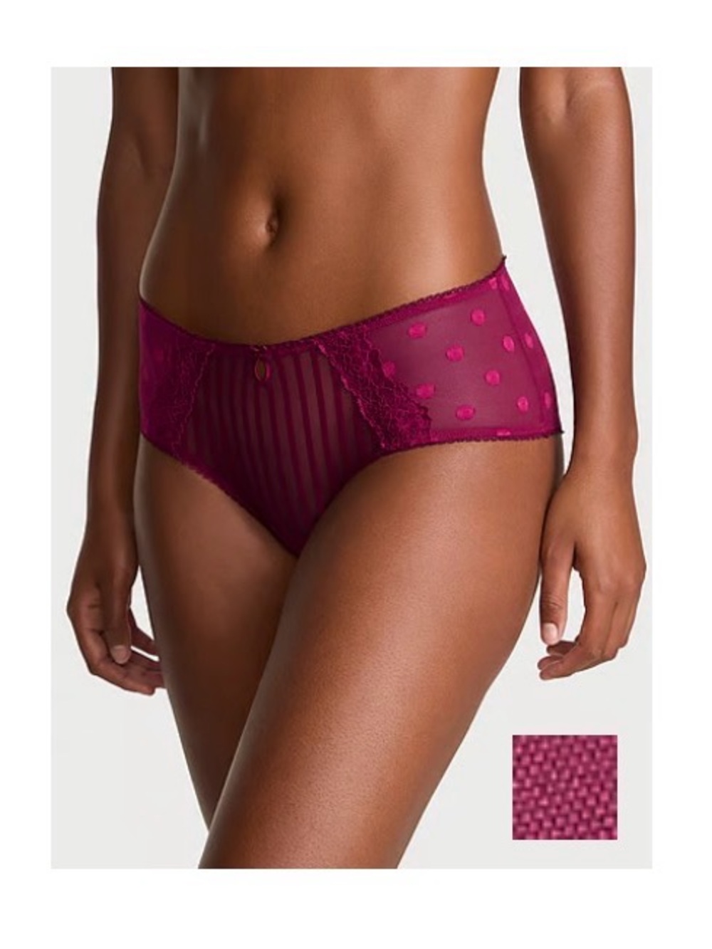 Victoria's Secret Sheer Dot & Stripe Hipster Panty - Plum